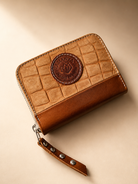 Billetera Pocket Croco marrón