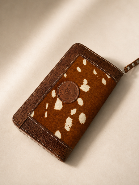 Billetera XL tabaco y print