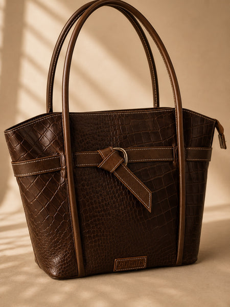 Cartera Marbella Croco Chocolate